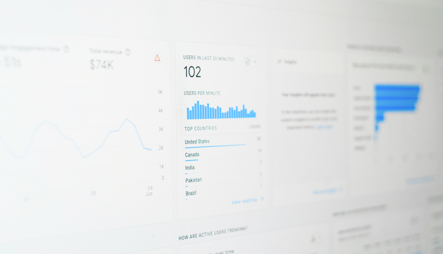 Analytics dashboard showing user activity and traffic metrics — illustrating how website design and SEO performance are tracked in real time.