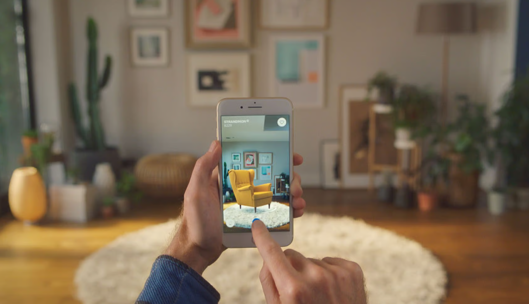 Augmented reality shopping experience with furniture preview, representing top ecommerce trends in 2026
