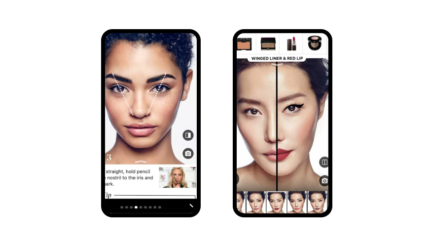 Sephora mobile app showing AI-powered makeup try-on feature, demonstrating the benefits of AI integration for personalized customer experiences.