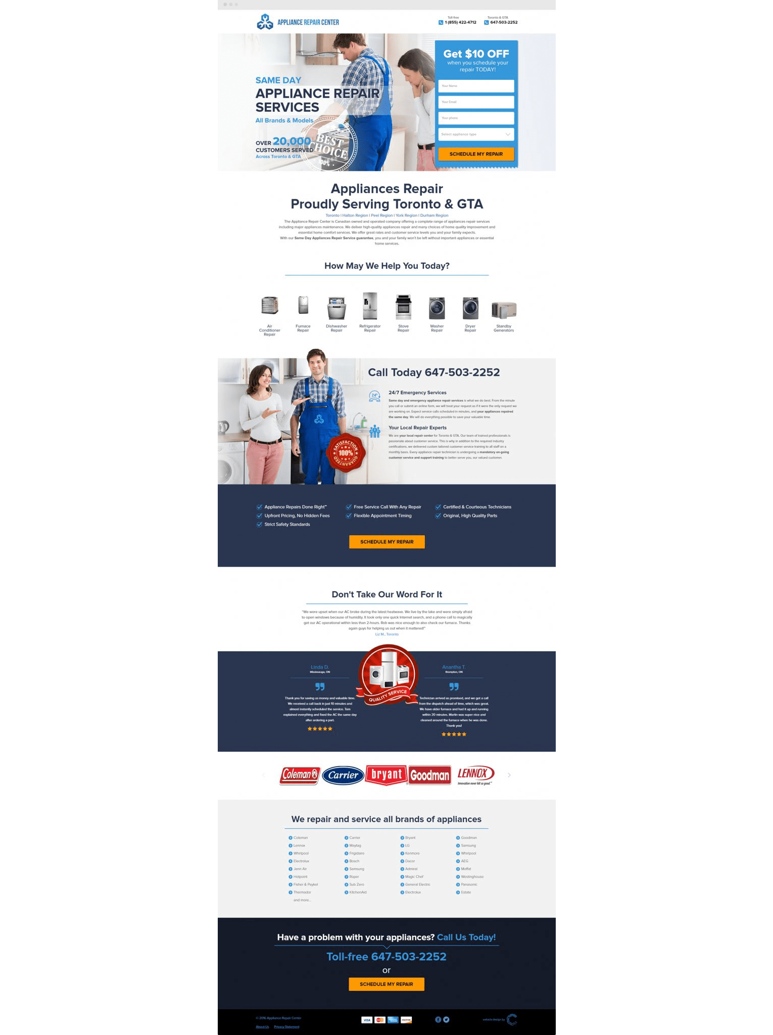 Appliance Repair Master page