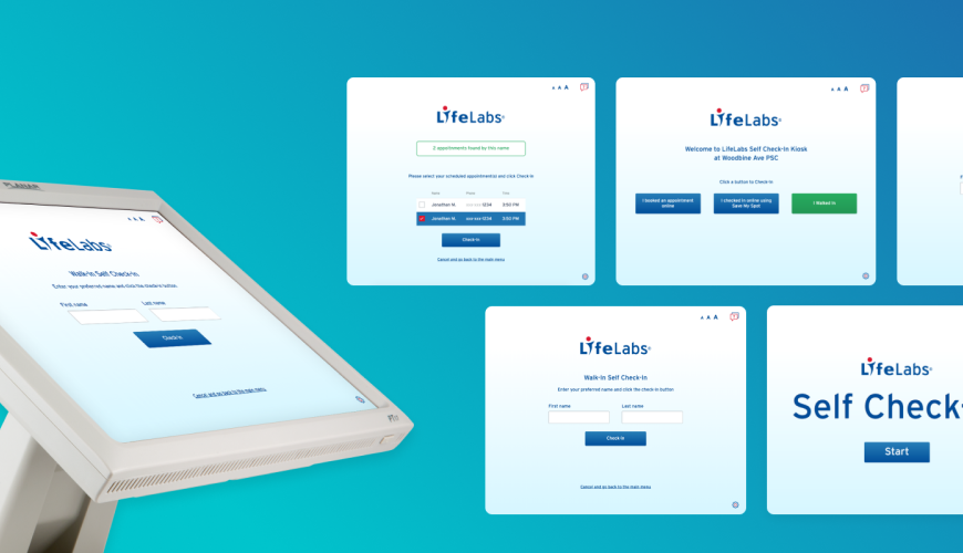 UX UI for LifeLabs Kiosk