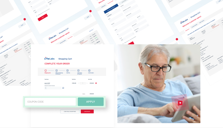 Custom shopping cart development for LifeLabs