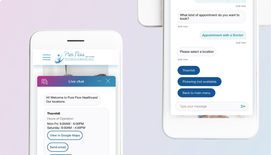 Healthcare chatbot development for PureFlow