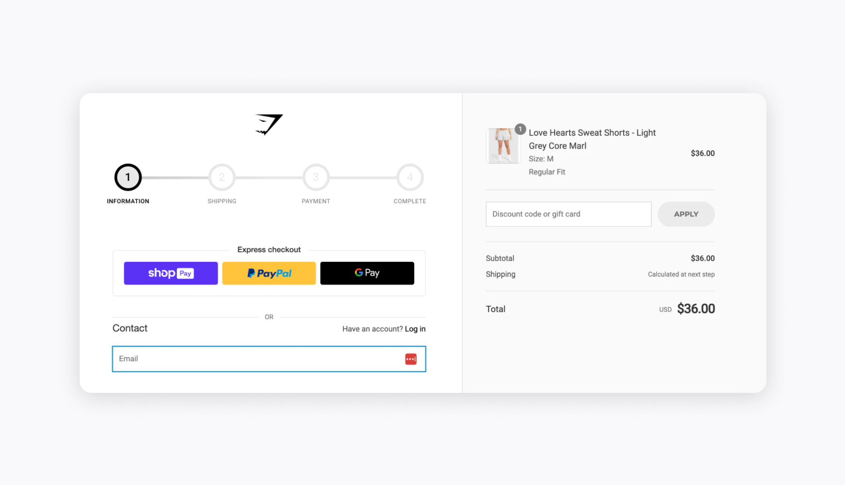 Clean e-commerce checkout demonstrating what integrated payments are with express payment options like Shop Pay, PayPal, and Google Pay