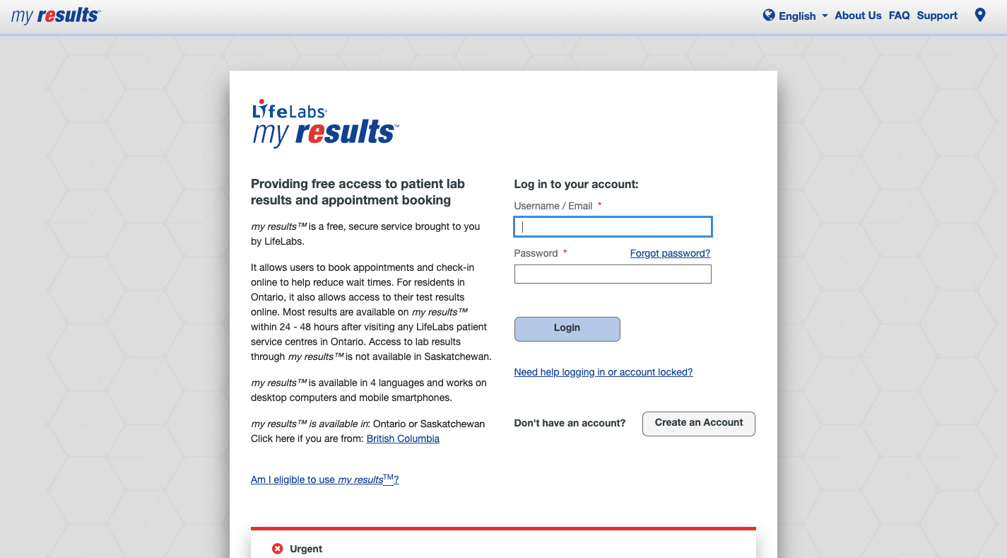 Secure login page designed for my results, featuring custom web apps for streamlined access.