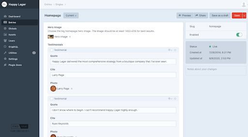 Interface of a website dashboard with a chat window, showcasing the benefits of Craft CMS for improved communication.