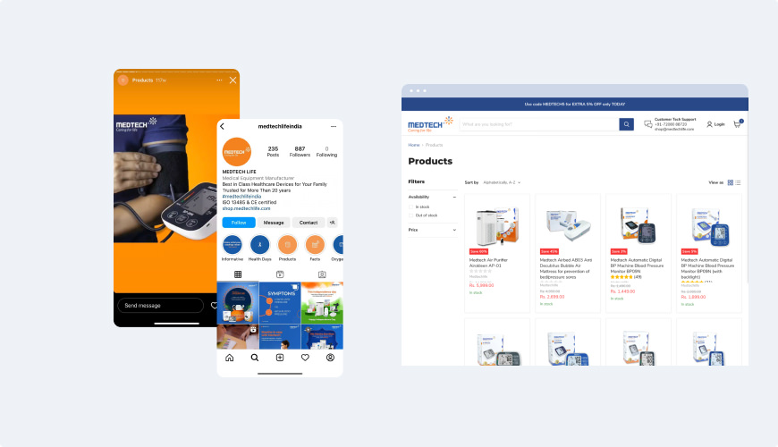 A screenshot of a medical store website showcasing products, services, and user-friendly navigation.